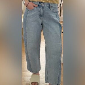Old Navy OG Straight Leg Hi-Rise Barrel Leg Two-Toned Jeans